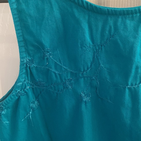 Vintage 1980s Bis Bis Gene Ewing Wrinkled Rich Denim Mandarin Tank teal sz “P” - Picture 6 of 11